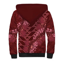 Maroon Aloha Hawaii Sherpa Hoodie Hawaiian Kakau Ohia Lehua Lei LT14 - Polynesian Pride