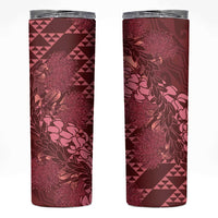 Maroon Aloha Hawaii Skinny Tumbler Hawaiian Kakau Ohia Lehua Lei LT14 Maroon - Polynesian Pride