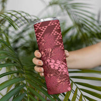 Maroon Aloha Hawaii Skinny Tumbler Hawaiian Kakau Ohia Lehua Lei LT14 - Polynesian Pride