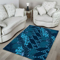 Naval Night Aloha Hawaii Area Rug Hawaiian Kakau Ohia Lehua Lei - Polynesian Pride