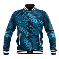 Naval Night Aloha Hawaii Baseball Jacket Hawaiian Kakau Ohia Lehua Lei - Polynesian Pride