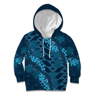 Naval Night Aloha Hawaii Kid Hoodie Hawaiian Kakau Ohia Lehua Lei LT14 Hoodie Blue - Polynesian Pride