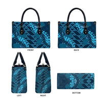 Naval Night Aloha Hawaii Leather Bag Hawaiian Kakau Ohia Lehua Lei - Polynesian Pride