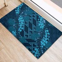 Naval Night Aloha Hawaii Rubber Doormat Hawaiian Kakau Ohia Lehua Lei - Polynesian Pride