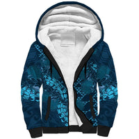 Naval Night Aloha Hawaii Sherpa Hoodie Hawaiian Kakau Ohia Lehua Lei LT14 Unisex Blue - Polynesian Pride