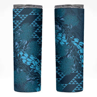 Naval Night Aloha Hawaii Skinny Tumbler Hawaiian Kakau Ohia Lehua Lei LT14 Blue - Polynesian Pride