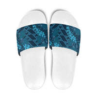 Naval Night Aloha Hawaii Slide Sandals Hawaiian Kakau Ohia Lehua Lei - Polynesian Pride