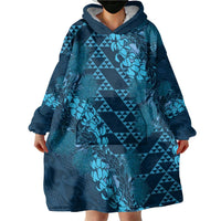 Naval Night Aloha Hawaii Wearable Blanket Hoodie Hawaiian Kakau Ohia Lehua Lei LT14 - Polynesian Pride