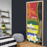 Personalised PNG Morobe Provins Door Cover Papua New Guinea Plumeria Melanesian Pattern LT14 - Polynesian Pride