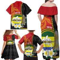 Personalised PNG Morobe Provins Family Matching Off Shoulder Maxi Dress and Hawaiian Shirt Papua New Guinea Plumeria Melanesian Pattern LT14 - Polynesian Pride