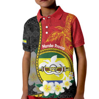 Personalised PNG Morobe Provins Kid Polo Shirt Papua New Guinea Plumeria Melanesian Pattern LT14 Kid Red - Polynesian Pride