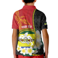 Personalised PNG Morobe Provins Kid Polo Shirt Papua New Guinea Plumeria Melanesian Pattern LT14 - Polynesian Pride