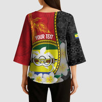 Personalised PNG Morobe Provins Kimono Sleeve Blouse Papua New Guinea Plumeria Melanesian Pattern LT14 - Polynesian Pride