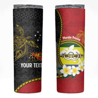 Personalised PNG Morobe Provins Skinny Tumbler Papua New Guinea Plumeria Melanesian Pattern LT14 Red - Polynesian Pride