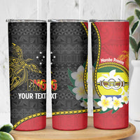 Personalised PNG Morobe Provins Skinny Tumbler Papua New Guinea Plumeria Melanesian Pattern LT14 - Polynesian Pride