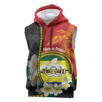 Personalised PNG Morobe Provins Sleeveless Hoodie Papua New Guinea Plumeria Melanesian Pattern LT14 Red - Polynesian Pride
