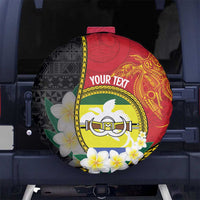 Personalised PNG Morobe Provins Spare Tire Cover Papua New Guinea Plumeria Melanesian Pattern LT14 No hole Red - Polynesian Pride