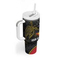 Personalised PNG Morobe Provins Tumbler With Handle Papua New Guinea Plumeria Melanesian Pattern - Polynesian Pride