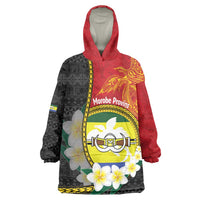Personalised PNG Morobe Provins Wearable Blanket Hoodie Papua New Guinea Plumeria Melanesian Pattern LT14 One Size Red - Polynesian Pride