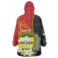 Personalised PNG Morobe Provins Wearable Blanket Hoodie Papua New Guinea Plumeria Melanesian Pattern LT14 - Polynesian Pride