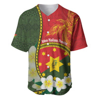 Personalised PNG Isten Hailans Provins Baseball Jersey Papua New Guinea Plumeria Melanesian Pattern LT14 Green - Polynesian Pride