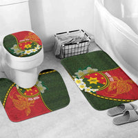 Personalised PNG Isten Hailans Provins Bathroom Set Papua New Guinea Plumeria Melanesian Pattern LT14 Mat Set (3 pcs – No Curtain Included) One Size Green - Polynesian Pride