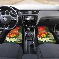 Personalised PNG Isten Hailans Provins Car Mats Papua New Guinea Plumeria Melanesian Pattern LT14 Set 2pcs - Front Green - Polynesian Pride