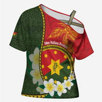 Personalised PNG Isten Hailans Provins Cross Shoulder Shirt Papua New Guinea Plumeria Melanesian Pattern LT14 Female Green - Polynesian Pride