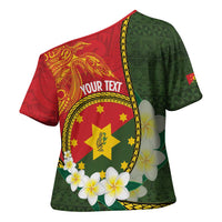 Personalised PNG Isten Hailans Provins Cross Shoulder Shirt Papua New Guinea Plumeria Melanesian Pattern LT14 - Polynesian Pride