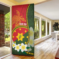 Personalised PNG Isten Hailans Provins Door Cover Papua New Guinea Plumeria Melanesian Pattern LT14 - Polynesian Pride