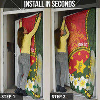 Personalised PNG Isten Hailans Provins Door Cover Papua New Guinea Plumeria Melanesian Pattern LT14 - Polynesian Pride