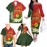 Personalised PNG Isten Hailans Provins Family Matching Off The Shoulder Long Sleeve Dress and Hawaiian Shirt Papua New Guinea Plumeria Melanesian Pattern LT14 - Polynesian Pride