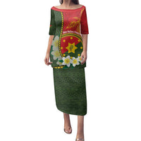 Personalised PNG Isten Hailans Provins Family Matching Puletasi and Hawaiian Shirt Papua New Guinea Plumeria Melanesian Pattern LT14 Mom's Dress Green - Polynesian Pride