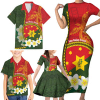 Personalised PNG Isten Hailans Provins Family Matching Short Sleeve Bodycon Dress and Hawaiian Shirt Papua New Guinea Plumeria Melanesian Pattern LT14 - Polynesian Pride