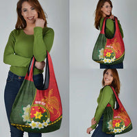 Personalised PNG Isten Hailans Provins Grocery Bag Papua New Guinea Plumeria Melanesian Pattern LT14 - Polynesian Pride