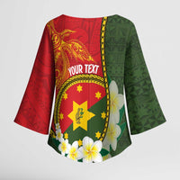 Personalised PNG Isten Hailans Provins Kimono Sleeve Blouse Papua New Guinea Plumeria Melanesian Pattern LT14 - Polynesian Pride