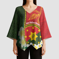 Personalised PNG Isten Hailans Provins Kimono Sleeve Blouse Papua New Guinea Plumeria Melanesian Pattern LT14 - Polynesian Pride