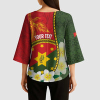 Personalised PNG Isten Hailans Provins Kimono Sleeve Blouse Papua New Guinea Plumeria Melanesian Pattern LT14 - Polynesian Pride