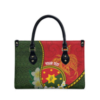 Personalised PNG Isten Hailans Provins Leather Bag Papua New Guinea Plumeria Melanesian Pattern LT14 - Polynesian Pride