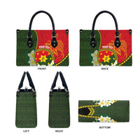Personalised PNG Isten Hailans Provins Leather Bag Papua New Guinea Plumeria Melanesian Pattern LT14 - Polynesian Pride