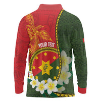 Personalised PNG Isten Hailans Provins Long Sleeve Polo Shirt Papua New Guinea Plumeria Melanesian Pattern LT14 - Polynesian Pride