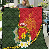Personalised PNG Isten Hailans Provins Quilt Papua New Guinea Plumeria Melanesian Pattern LT14 Green - Polynesian Pride