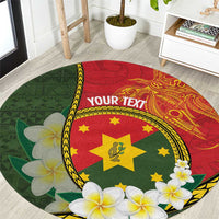 Personalised PNG Isten Hailans Provins Round Carpet Papua New Guinea Plumeria Melanesian Pattern LT14 Green - Polynesian Pride