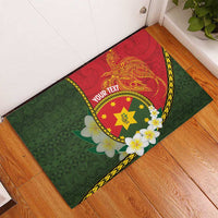 Personalised PNG Isten Hailans Provins Rubber Doormat Papua New Guinea Plumeria Melanesian Pattern LT14 - Polynesian Pride