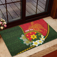 Personalised PNG Isten Hailans Provins Rubber Doormat Papua New Guinea Plumeria Melanesian Pattern LT14 - Polynesian Pride