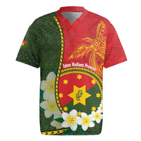 Personalised PNG Isten Hailans Provins Rugby Jersey Papua New Guinea Plumeria Melanesian Pattern LT14 Green - Polynesian Pride
