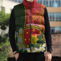 Personalised PNG Isten Hailans Provins Sleeveless Puffer Jacket Papua New Guinea Plumeria Melanesian Pattern LT14 - Polynesian Pride