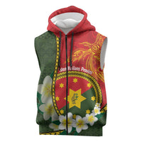 Personalised PNG Isten Hailans Provins Sleeveless Zip Hoodie Papua New Guinea Plumeria Melanesian Pattern LT14 Green - Polynesian Pride