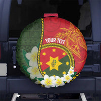 Personalised PNG Isten Hailans Provins Spare Tire Cover Papua New Guinea Plumeria Melanesian Pattern LT14 No hole Green - Polynesian Pride