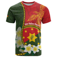 Personalised PNG Isten Hailans Provins T Shirt Papua New Guinea Plumeria Melanesian Pattern LT14 Green - Polynesian Pride